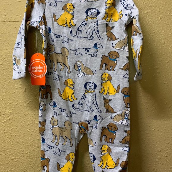 Wonder nation. Gray Dog design one piece sleepwear sz 6/9 months - Picture 2 of 3